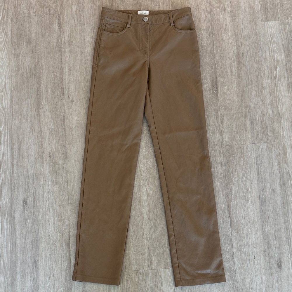 Aritzia Wilfred Brown Leather Pants